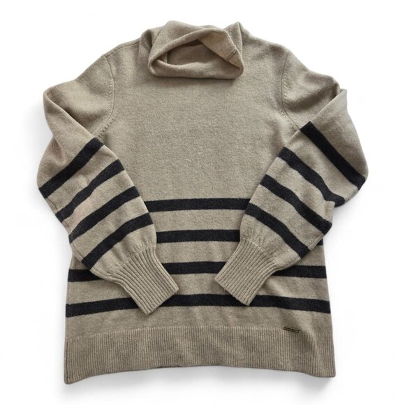 Michael Kors Womens Medium Striped Cowl Neck Sweater Wool Blend Tunic Length - Picture 5 of 8